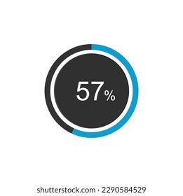 57% Loading. 57% circle diagrams Infographics vector, 57 Percentage ready to use for web design ux-ui.