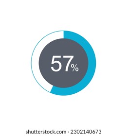 57% Loading. 57% circle diagrams Infographics vector, 57 Percentage ready to use for web design.