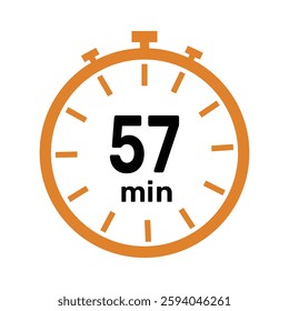 57 minute Timer, clock, icon vector stopwatch isolated icons. Countdown timer symbol.