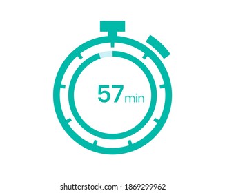 Icono de temporizador de 57 minutos, temporizador digital de 57 minutos. Reloj y reloj, temporizador, cuenta atrás