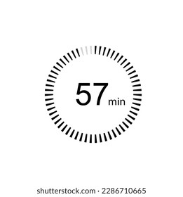 Icono de temporizador de 57 minutos, temporizador digital de 57 minutos. Reloj y reloj, cronómetro, cuenta regresiva.