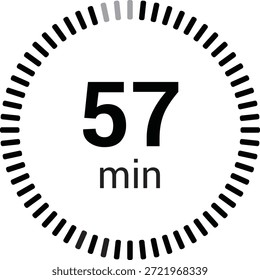 cronômetro cronômetro 57 minutos ou contagem regressiva ícone vetor isolado no fundo branco