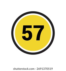 57 number icon vector outline design symbol or illustration