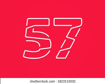 57 number. Modern trendy, creative style design. For logo, brand label, design elements, corporate identity, application etc. Isolated vector illustration          