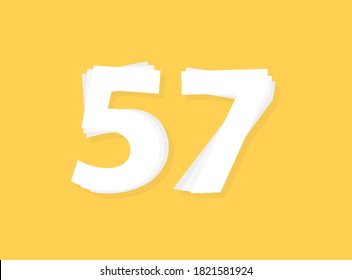 57 Number vector, modern layers design font. Eps10 illustration             