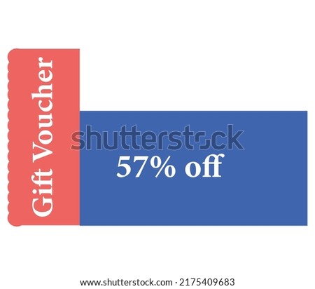 57 % Off Gift Voucher Sign and label vector and illustration art with fantastic font Pink and Blue color variation in white background
