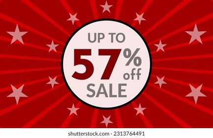 Up to 57% Off, red banner with discount for mega sales