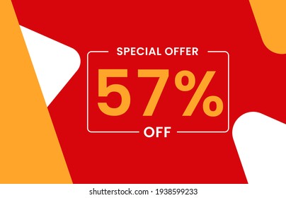 57% OFF Sale Discount Banner. Discount offer price tag. 57% OFF Special offer