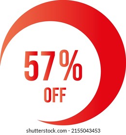 57 percent off with orange vector off circle format