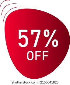 57 por ciento de descuento con el formato de círculo del vector rojo