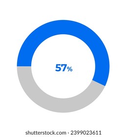 57 percent pie chart outline stroke vector illustration eps 