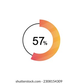 57 Percentage diagrams, pie chart for Your documents, reports, 57% circle percentage diagrams for infographics.