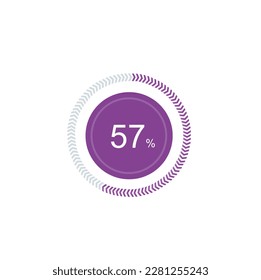 57% percentage infographic circle icons,57 percents pie chart infographic elements for Illustration, business, web design.