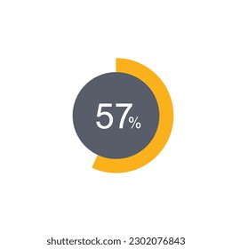 57% percentage infographic circle icons,57 percents pie chart infographic elements for Illustration, business, web design.