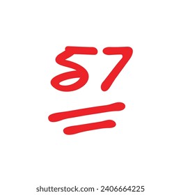 57 points test score, fifty seven points grade results, handdrawn vector illustration