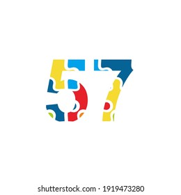 57 Puzzle number illustration. Vector Eps10