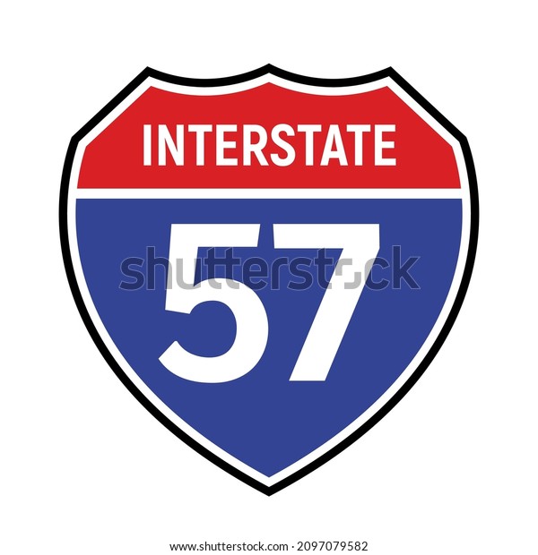 57 route sign icon. Vector road 57 highway\
interstate American freeway\
symbol