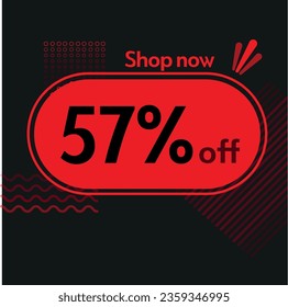 57% Shop now vector red and black elements black friday buy now online shop sticker marketing