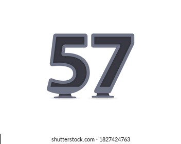 57 vector number design. For logo, brand label, design elements, corporate identity, application etc. İsolated vector illustration          