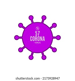 57% vector sign symbol in the form of virus illustration, corona outbreak diagnosis stamp, isolated on white background