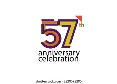 57 year anniversary celebration abstract style logotype. anniversary with purple, yellow, orange color isolated on white background, vector design for celebration, invitation, greeting card - Vector