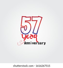 57 year anniversary celebration logotype, vector design for celebration, invitation card, and greeting