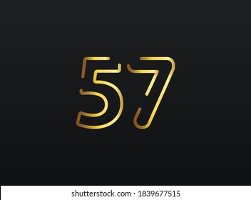 57 Year Anniversary celebration number vector, modern and elegant golden design. Eps10 illustration         
    