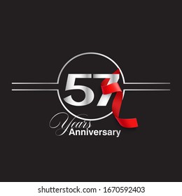 Celebración de 57 años Vector Plantilla Diseño Ilustración
