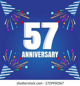 57 year anniversary celebration, vector design for celebrations, invitation cards and greeting cards