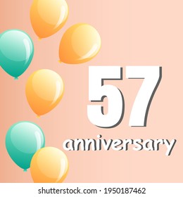 57 year anniversary celebration, vector design for celebrations, invitation cards and greeting cards