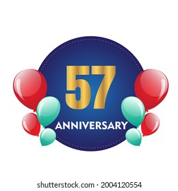 57 años de celebración, diseño vectorial para celebraciones, tarjetas de invitación y tarjetas de felicitación