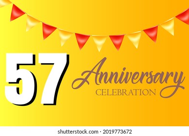 57 años de celebración, diseño vectorial para celebraciones, tarjetas de invitación y tarjetas de felicitación