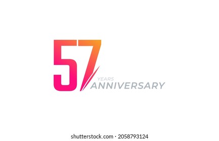 57 Year Anniversary Celebration Vector. Happy Anniversary Greeting Celebrates Template Design Illustration