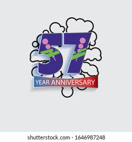 57 Year Anniversary Vector Template Design Illustration