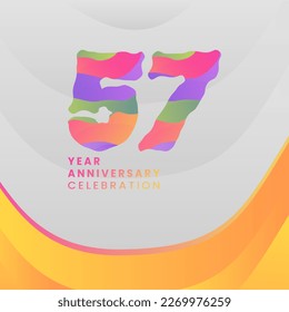 57 Years Anniversary Celebration. Abstract numbers with colorful templates. eps 10.