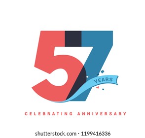 57 years anniversary celebration colorful logo with fireworks on white background. 57th anniversary logotype template design for banner, poster, card vector illustrator
