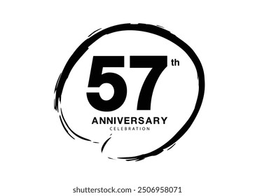 57 años de aniversario Celebración logo negro Vector de pincel, 57 número de diseño de logotipo, 57 cumpleaños logotipo, feliz aniversario, aniversario de Vector para la celebración, cartel, tarjeta de invitación, color negro