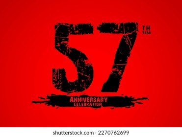 57 years anniversary celebration logotype on red background, 57th birthday logo, 57 number, anniversary year banner, anniversary design elements for invitation card and poster. number design vector