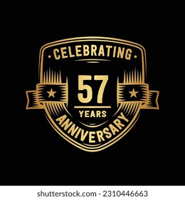 57 years anniversary celebration shield design template. 57th anniversary logo. Vector and illustration.