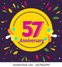 57 Years Anniversary Celebration Vector Template Design Illustration