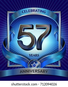 57 years anniversary design template for invitation, advertising, banner, vector design