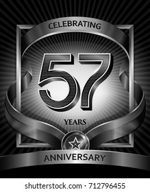 57 years anniversary design template for invitation, advertising, banner, vector design