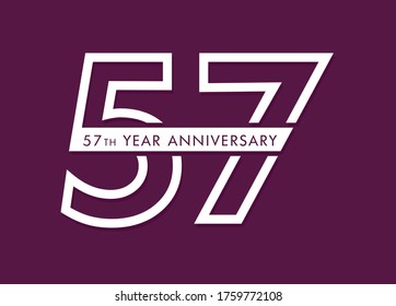 57 years anniversary image vector, 57th anniversary celebration logotype 
