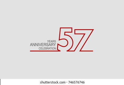 57 years anniversary linked logotype with red color isolated on white background for company celebration event