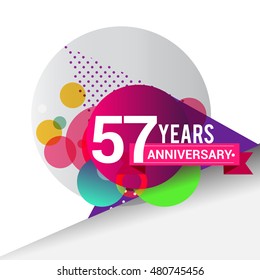 57 years Anniversary logo, Colorful geometric background vector design template elements for your birthday celebration.