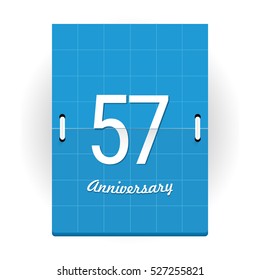 57 Years Anniversary Logo Designed like Flip Calendar