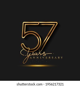 57 Years Anniversary Logo Golden Colored isolated on black background, vector design for greeting card and invitation card