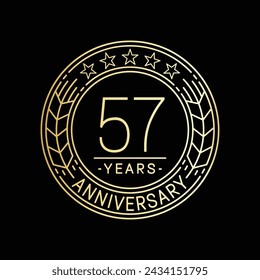 57 years anniversary logo template. 57th line art vector and illustration.