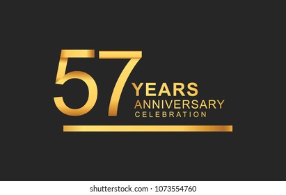 57 years anniversary logotype with under line golden color for anniversary celebration