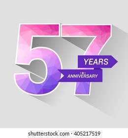 57 Years Anniversary with Low Poly Design